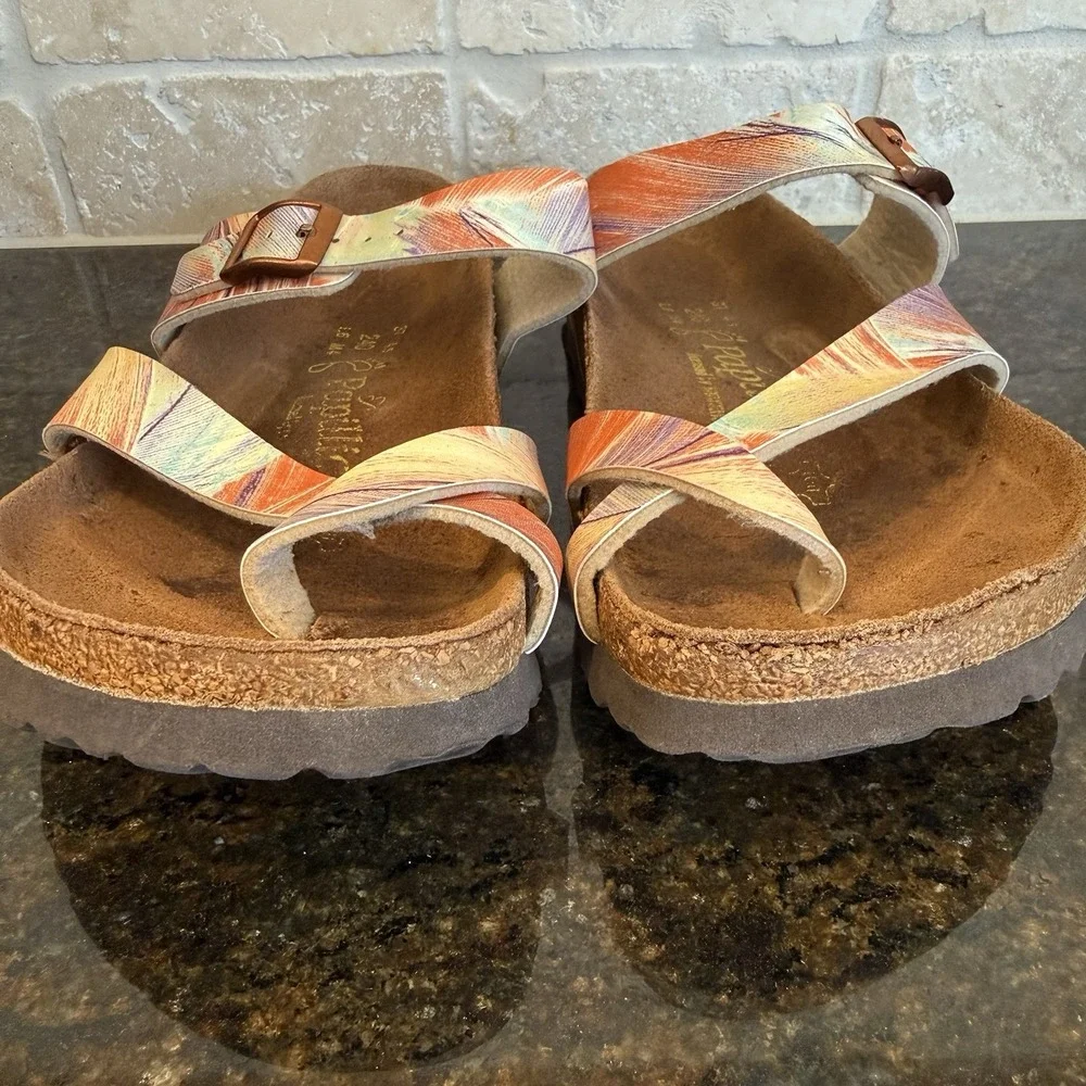 Papillio Birkenstock Tabora Multicolor Leather Sandals Women's 37 US 6